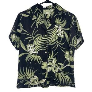 Tommy Bahama Black & Green Tropical Button-Down Shirt